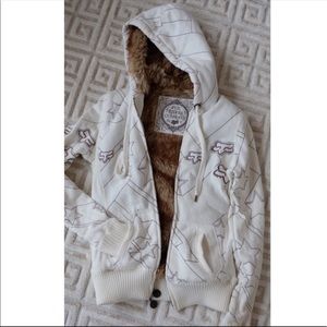 Fox Riders Company White Faux Fur Hooded Jacket